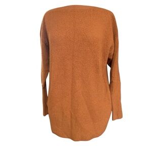 Anthropologie burnt orange long sleeved boat neck tunic length sweater size xs